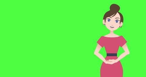 Illustration of Woman Gesturing on Green Screen Background