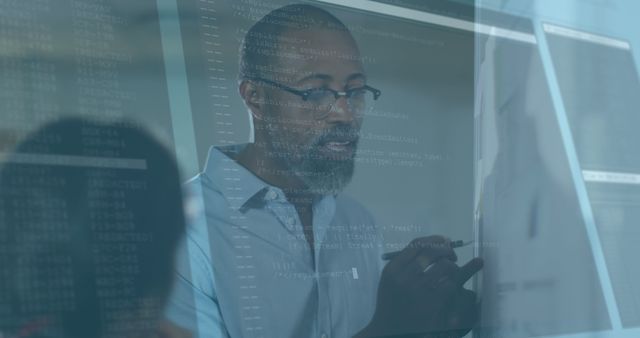 Software Developer Analyzing Code on Transparent Screen - Download Free Stock Images Pikwizard.com