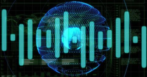 Digital data processing with globe and interface design