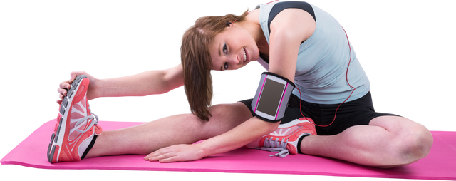 Brunette Woman Stretching on Transparent Exercise Mat in Gym - Download Free Stock Videos Pikwizard.com