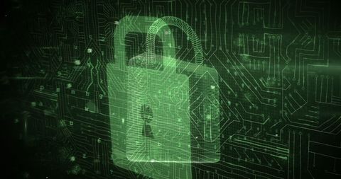 Digital security padlock with numeric code overlay
