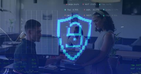 Cybersecurity Data Overlay with Diverse Team Collaborating - Download Free Stock Images Pikwizard.com