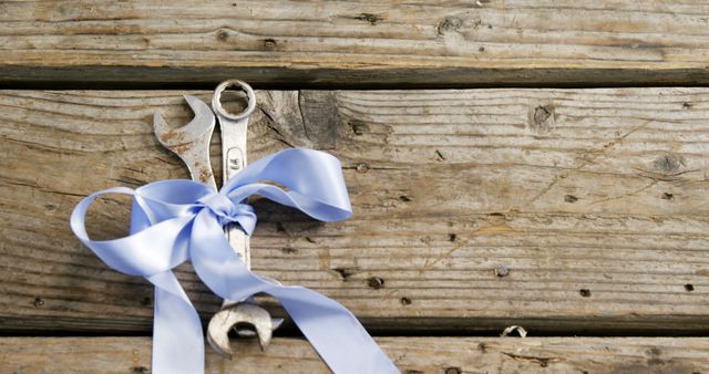 Wrenches with Ribbon on Wooden Surface - Download Free Stock Images Pikwizard.com