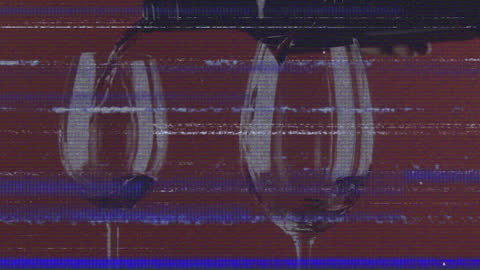 Retro Styled Glitch Effect Wine Pouring Animation