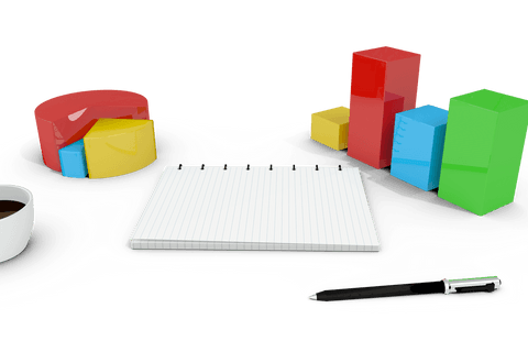 transparent background with colorful charts and office supplies - Download Free Stock Videos Pikwizard.com