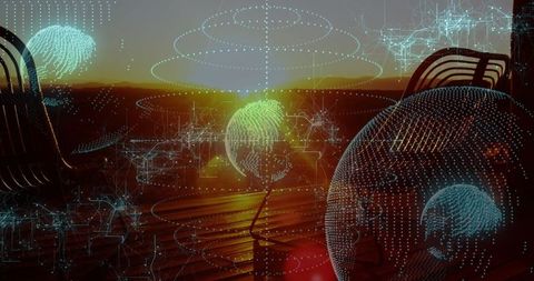 Futuristic Holographic Technology Concept at Sunset