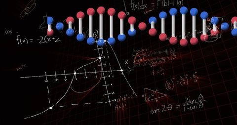 DNA Strand with Spinning Data and Mathematical Equations