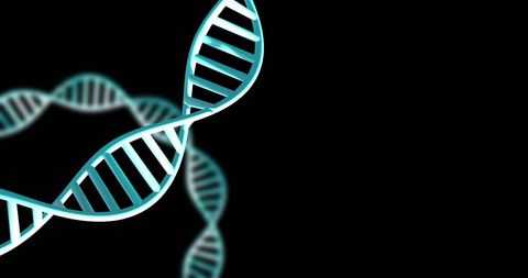 Rotating DNA Strands on Black Background