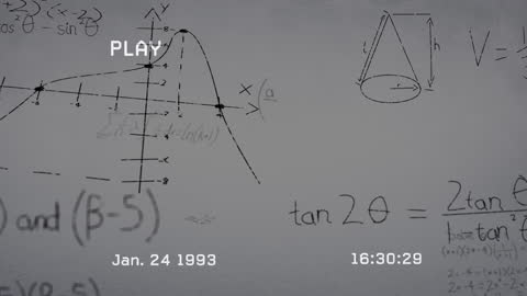 Mathematical Formulas Animation Overlay on Grey Background
