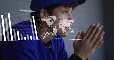 Athlete Analyzing Data in Baseball Dugout