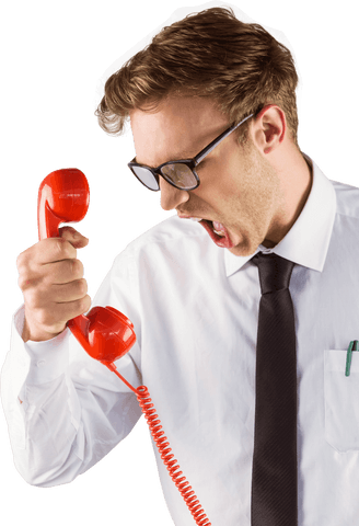 angry businessman shouting at red retro telephone transparent - Download Free Stock Videos Pikwizard.com