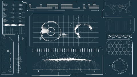 Futuristic Digital Interface Display with Global Data Processing