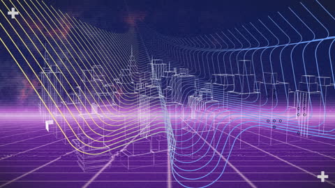 Futuristic Data Network Over Digital Cityscape at Night
