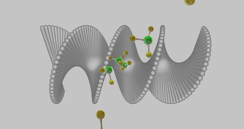 Molecules Interacting with Spinning DNA Strand in Scientific Concept
