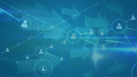 Digital Network Connections on Abstract Blue Background