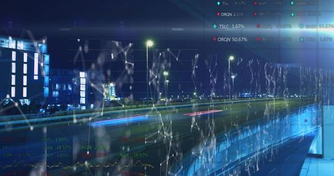 Digital Interface with Data Analytics in Night Cityscape - Download Free Stock Images Pikwizard.com