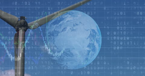 Global Renewable Energy Finance Concept with Wind Turbine