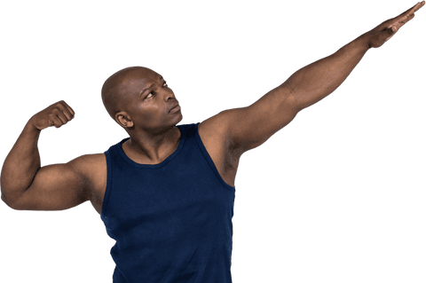 Fit African American Man Striking Confident Pose on Transparent Background