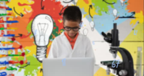 Young Scientist Conducting Research in Colorful Lab