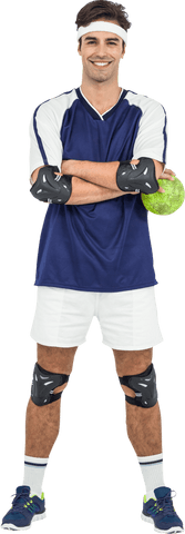 smiling sportsman with ball in sporty attire on transparent background - Download Free Stock Videos Pikwizard.com