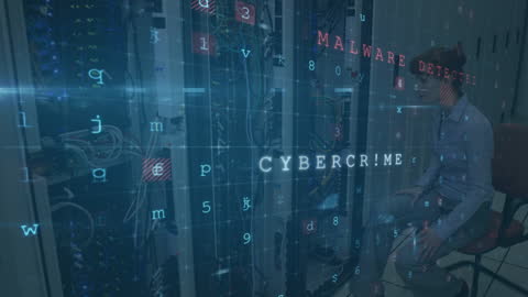 Cyber Attack Animation Featuring IT Technician with Server