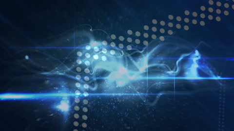Abstract Blue Digital Wave with Dots and Light Lines
