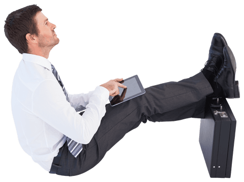 businessman with tablet relaxing using transparent style - Download Free Stock Videos Pikwizard.com