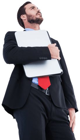 transparent businessman suit laptop leadership stance - Download Free Stock Videos Pikwizard.com