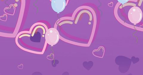 Balloons and Hearts Over Purple Celebration - Download Free Stock Images Pikwizard.com
