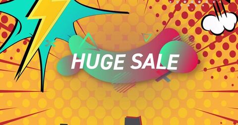 Colorful Retro Pop Art Style Huge Sale Banner