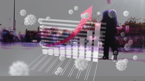 Rising Trend in Infections with Graphics of Virus Cells and Graph