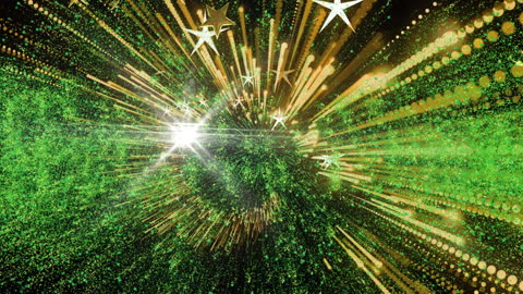 Dynamic Digital Landscape with Vibrant Green Light Trails