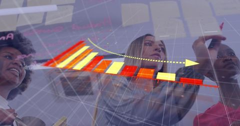 Team Analyzing Downward Business Trends with Graph Overlay - Download Free Stock Images Pikwizard.com