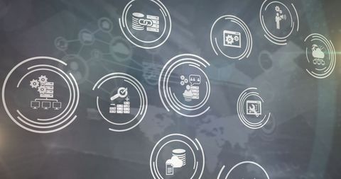 Digital Network Interface with Floating Icons Communication Concept - Download Free Stock Images Pikwizard.com