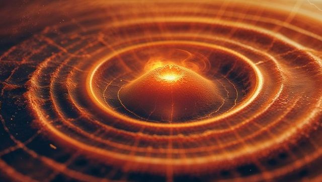 Abstract Glowing Central Energy Pulse with Vibrant Orange Rings