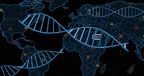 dna analysis visualization on world map with africa highlighted - Download Free Stock Images Pikwizard.com