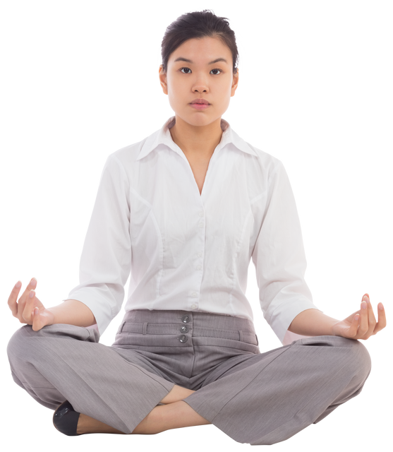 Transparent Calm Businesswoman Practicing Yoga Lotus Pose - Download Free Stock Videos Pikwizard.com