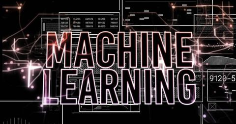 Dynamic machine learning interface with neon futuristic graphics