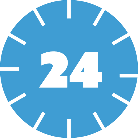 Blue number 24 on transparent circular background