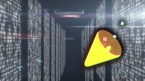 Digital Confetti Animation Over Binary Codes