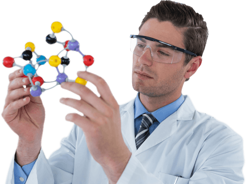 scientist analyzing molecular model in transparent background - Download Free Stock Videos Pikwizard.com