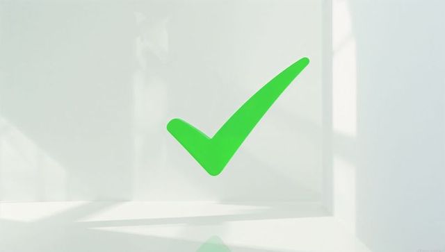 Bright green checkmark symbol in minimalist white space