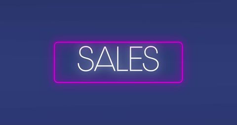 Bright Neon Sales Sign on Blue Background - Download Free Stock Images Pikwizard.com