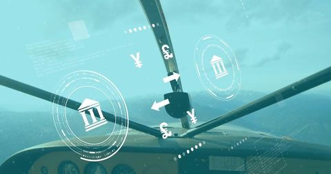 Virtual reality financial overlays in aircraft cockpit