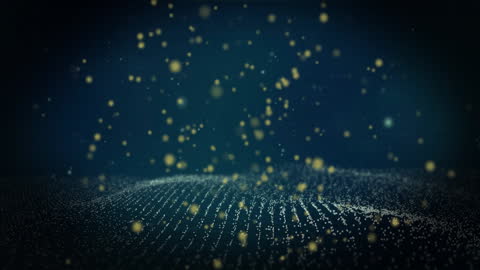 Futuristic Matrix of Glowing Particles Over Digital Grid Background