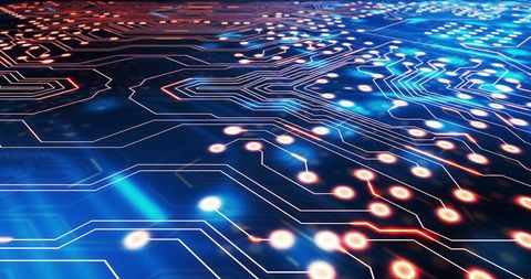 Futuristic Light Trails Moving Over Circuit Board - Download Free Stock Images Pikwizard.com