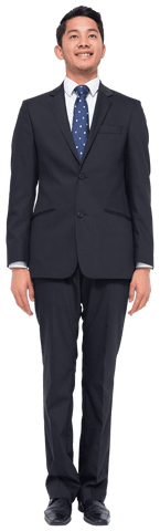Happy Asian Businessman on Transparent Background in Suit