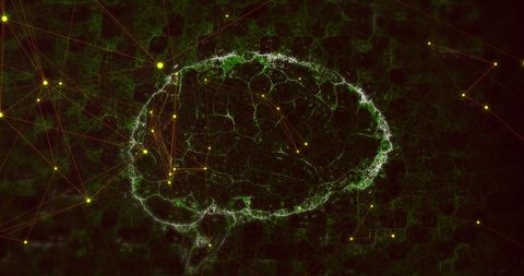 Digital brain with neural connections demonstrating data network