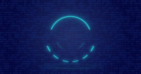 Neon Circle Overlaying Digital Binary Code Screen - Download Free Stock Images Pikwizard.com