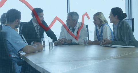 Global Financial Data Processing amidst Business Team Discussion